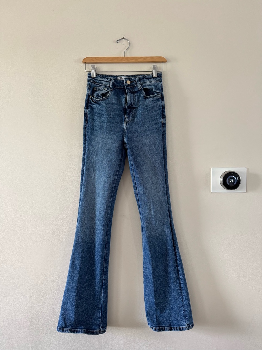 Zara: Dark Blue High-Rise Bootcut/Flare Jeans